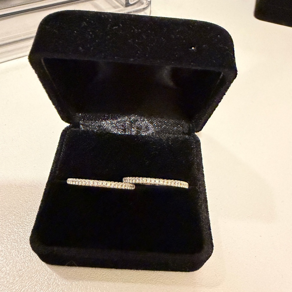Set of 2. 14K White Gold and Diamond Band